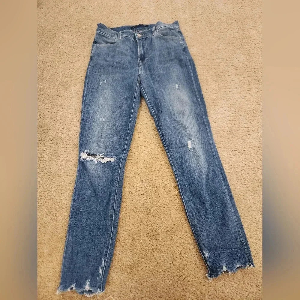 J brand Medium Wash Blue Jeans Distressed Straight Leg Size‎ 26 Womens #C66